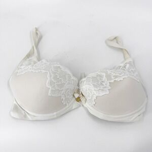 Chantelle White‎ Lace Trim Padded Underwire Bra 34D